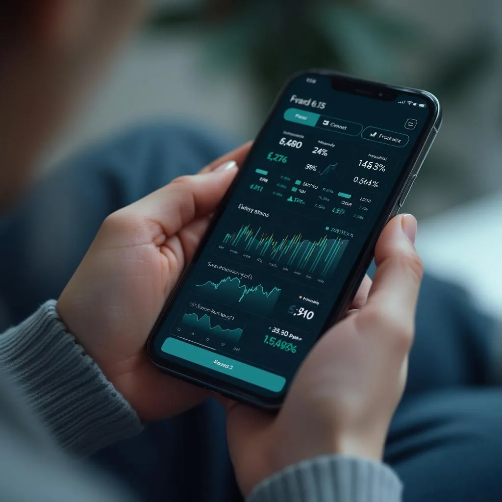 Personne utilisant une application financière IA